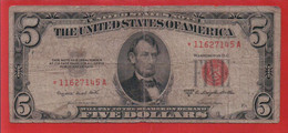 Mega Top-Rarität ! Red-Seal-Note As Star-Note: 5 US-Dollar  [1953] > *11627145A < {$003-RED5} - Biglietti Degli Stati Uniti (1928-1953)