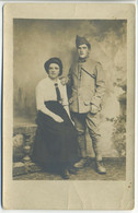 Carte Photo Couple - Soldat Militaire  - Régiment 162 - Uniforme, Fourragère - Uniforms