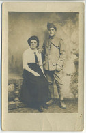 Carte Photo Couple - Soldat Militaire  - Régiment 162 - Uniforme, Fourragère - Uniformes