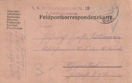 Feldpostkarte - K.u.k. Schützenregiment Nr. 10 - 1918  (63339) - Brieven En Documenten