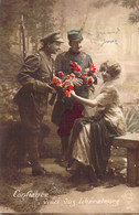 MILITARIA - Patriotique - Confiance Voici Vos Libérateurs - Soldats Donne Des Fleurs - Carte Postale Ancienne - Patrióticos