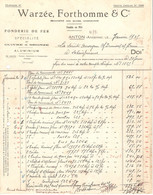 Facture 1925 Warzée Fotthomme & Cie Anton ( Andenne) Fonderie De Fer > Dumont Sclaigneaux - Old Professions