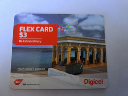 BONAIRE  $ 3, -   DIGICEL FLEXCARD  4G  FRUIT MARKET  BONAIRE      19/10/2014    ** 12086** - Antilles (Neérlandaises)