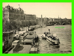 LONDON, UK - THAMES EMBANKMENT - ANIMATED WITH PEOPLES & SHIP - DIMENSION 15 X 20 Cm - - River Thames