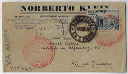 Brazil 1940 Airmail Cover From São Paulo Agency Airport To Rio De Janeiro By Air Transport São Paulo VASP 1,200 Réis - Luchtpost (private Maatschappijen)