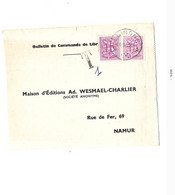 Oblitération "Luingne" Sur Carte Expédiée à Namur.Taxée. - 1951-1975 Heraldieke Leeuw
