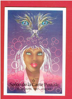 CHOLET 1987 SALON DE LA CARTE POSTALE ILLUSTRATEUR LAURENT GRANDIN FEMME CHAT - Bourses & Salons De Collections