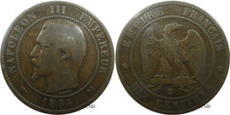 France - Second Empire - 10 Centimes Napoléon III, Tête Nue 1854 B - TB/VF20 - E0335 - 10 Centimes