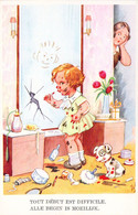 HUMOUR - Tout Début Est Difficile - Apprentissage Du Maquillage - Enfant - Carte Postale Ancienne - Humor