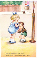 HUMOUR - On Aide Comme On Peut - Un Enfant Allume Sa Cigarette Sous La Jupe D'une Enfant - Carte Postale Ancienne - Humour