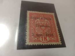 Italia - 1918 -Terre Redente -Trentino - Francobollo D'Austria Da 1 Kr. Sovrastampato - Nuovo - Trento