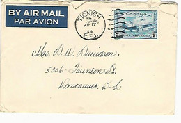 57783) Canada Tignish 1944 Postmark Cancel Duplex  R.C.A.F. Military Mail Air Mail - Posta Aerea