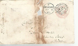57785) Great Britain Queen Victoria Postal Stationery Reading 1865 Postmark Cancel Duplex - Storia Postale