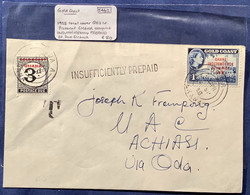 Ghana Postage Due 1958 3d On Cover ODA A 1958 >Achiasi (Gold Coast - Ghana (1957-...)