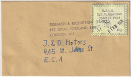 GREAT BRITAIN - February 1971 Postal Strike R.&R.S. 2/- (10p) Label On Cover To London EC1 - Covers & Documents