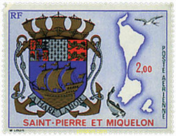 36944 MNH SAN PEDRO Y MIQUELON 1974 ESCUDO - Oblitérés