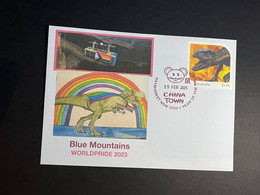 (4 Oø 39) Sydney World Pride 2023 - Blue Mountains - Dinosaur (OZ Dinosaur Stamp) 25-2-2023 - Cartas & Documentos