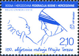 298029 MNH BOSNIA-HERZEGOVINA. Adm Croata 2010 PERSONALIDAD - Madre Teresa