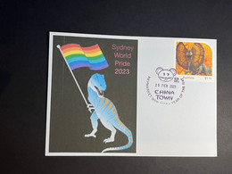 (4 Oø 39) Sydney World Pride 2023 - Pride Dinosaur - Dinosaur Stamp (cover 2 Of 2) - Brieven En Documenten