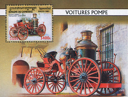 72029 MNH CAMBOYA 2001 VEHICULOS DE BOMBEROS - Sapeurs-Pompiers