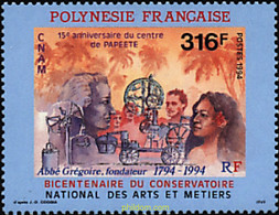 57101 MNH POLINESIA FRANCESA 1994 BICENTENARIO DEL CONSERVATORIO NACIONAL DE LAS ARTES Y OFICIOS - Gebraucht