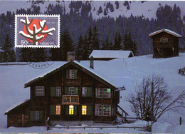 CM Suisse 1986  Fond Suisse De Secours Hivernal Swiss Winter Relief Fund Chalet - Secourisme