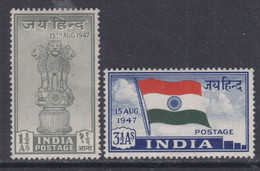 Inde N° 1 / 2 X Indépendance, Les 2 Valeurs Trace De Charnière Sinon TB - Unused Stamps