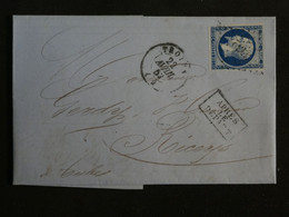 AM 24 FRANCE  LETTRE  1852 TROYES AUX RICEYS  +N°14++AFFRANCH. INTERESSANT + - 1853-1860 Napoléon III.