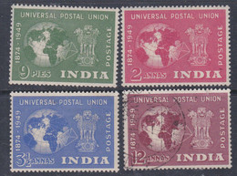 Inde N° 23 / 26  X, O, 75è Anniversaire De L' U. P. U. Les 4 Valeurs Trace De Charnière ( Le 26 Oblitéré) Sinon TB - Unused Stamps