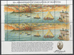 NIUAFO'OU, 1996 , MNH,EVACUATION ANNIVERSARY , VOLCANOS, ERUPTIONS, CANOES, SHIPS, SHEETLET OF 2 SETS - Volcans