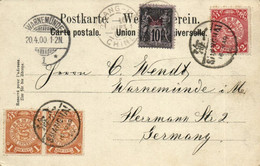 CHINA 1900 Cover PC Execution Shanghai Dragon Via French P.O. To Germany (c078) - Briefe U. Dokumente