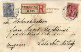 CHINA 1901 Registered Cover PC Deutsche Post Peking To Zala HUNGARY (c024) - Briefe U. Dokumente