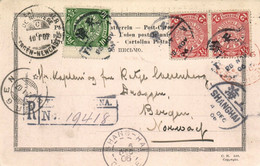 CHINA 1906 Tientsin Registered Cover PC Dragon To Bergen Norway, RARE! (c035) - Cartas & Documentos