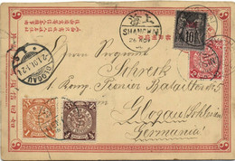 CHINA 1900 Tientsin Cover PC Dragon Shangha Glogau Poland Germany, RARE! (c040) - Cartas & Documentos