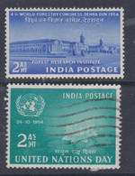 Inde N° 52 O + 53 X Journée Des Nations-Unies Congrès Forestier, Les 2 Valeurs Trace De Charnière Et Oblitérée, Sinon TB - Unused Stamps