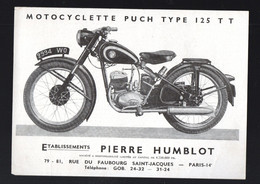 Paris 14 E (moto) Publicité PIERRE HUMBLOT  Moto PUCH Type 125TT (M5325) - Motos