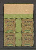 Indochine - Surchargé Canton -bloc Avec De 1Millésimes (1902)  N°23 BDF - Unused Stamps