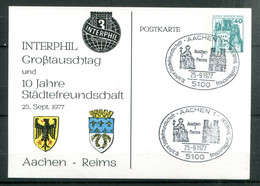 25.9.1977 - Interphil Grosstauschtag Und 10 Jahre Städttefreundschaft Aachen- Reims - Cartoline Private - Usati