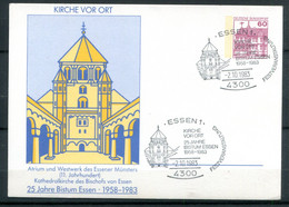 2.10.1983 - Kirche Vor Ort - 25 Jahre Bistum Essen - Cartes Postales Privées - Oblitérées