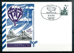 DRESDEN 18.8.1991 - LILIENTHAL "91" - Postales Privados - Usados