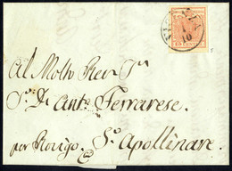 Cover 1850, 15 Cent. Rosa. Secondo Tipo Su Lettera Da Vicenza (Sass. 5 - ANK 3HII) - Lombardije-Venetië