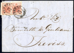 Cover 1854, "Pieghe Di Carta", 15 Cent. Rosso, Due Esemplari, Di Cui Uno Con Piega Diagonale A Soffietto, Su Lettera Da  - Lombardo-Vénétie