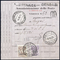 Cover 1925, Segnatasse Per Vaglia, 50 C. Violetto E 2 L. Bruno Su Vaglia Da Bengasi Il 6.10, Sass. 3,5 / 800,- - Cirenaica