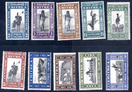 ** 1930, Soggetti Africani, Serie Completa Di Dieci Valori Nuova Con Gomma Originale Integra (Sass. 155-164, € 600). - Eritrea