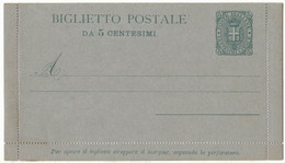 ITALIE ITALIA ENTIER POSTAL BIGLIETTO POSTAL DA 5 ENTESIMI - NON CIRCULEE - Postwaardestukken