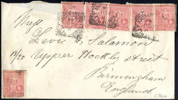 Cover 1886, Brief Aus Kimberley Am 11.10. Nach Birmingham (England) Frankiert Durch 6 1 D. Rotrosa, Rückseitige Klappe F - Cape Of Good Hope (1853-1904)