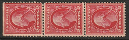 USA 1912-1914 2 Cts. Perf. 12 Strip Of 3. Never Hinged. See Description. Scott No. 406 - Nuevos