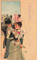 Jugendstil * CPA Illustrateur Genre Kirchner Art Nouveau 1901 * Homme Femme Couple Fête Mode Chapeau Hat - Vor 1900