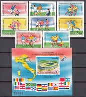 Romania 1990 Sport Football World Cup Italy Mi#4594-4601 + Block, Mint Never Hinged - Neufs