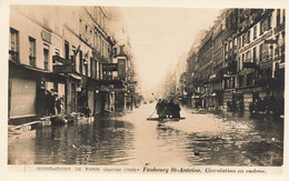 Paris * Carte Photo * Inondations En Janvier 1910 * 11ème * Faubourg St Antoine * Circulation En Radeau * Crue - Alluvioni Del 1910